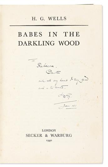 WELLS, H.G. Group of 14 books Inscribed and Signed, "H.G." or "J[aguar]," to Rebecca West ("Rebecca" or "Panther") or her son Anthony.